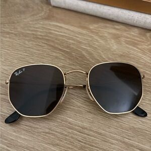 Ray-Ban Gold Frame Sunglasses with Dark Lenses